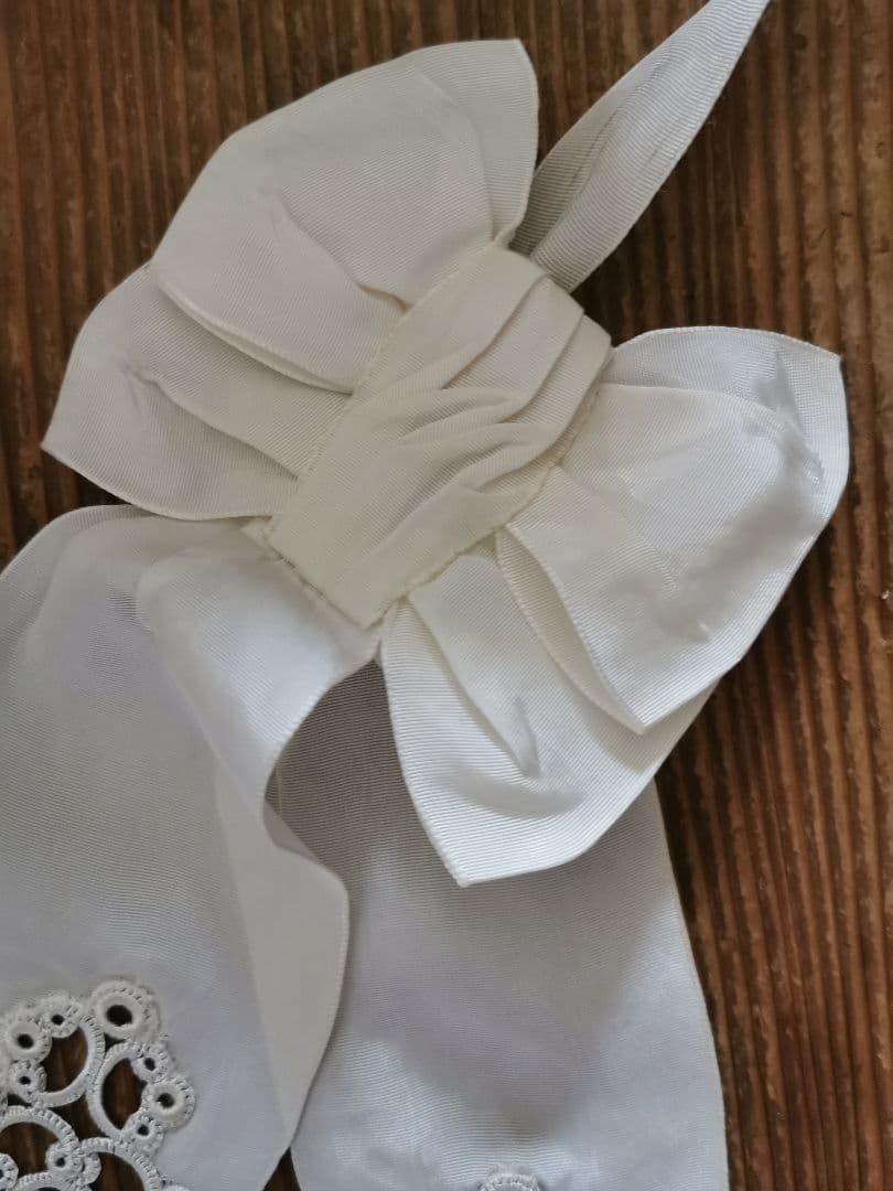 アンティーク 初聖体式 ダブルボウ腕章 透し幾何学紋 フリンジ装飾 オモニエール