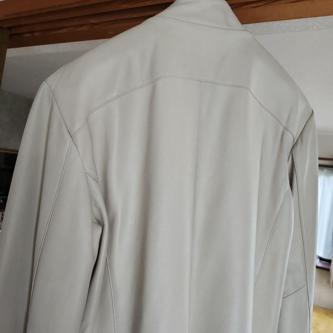 韓国レザー　シングルライダース　白　LL　羊革