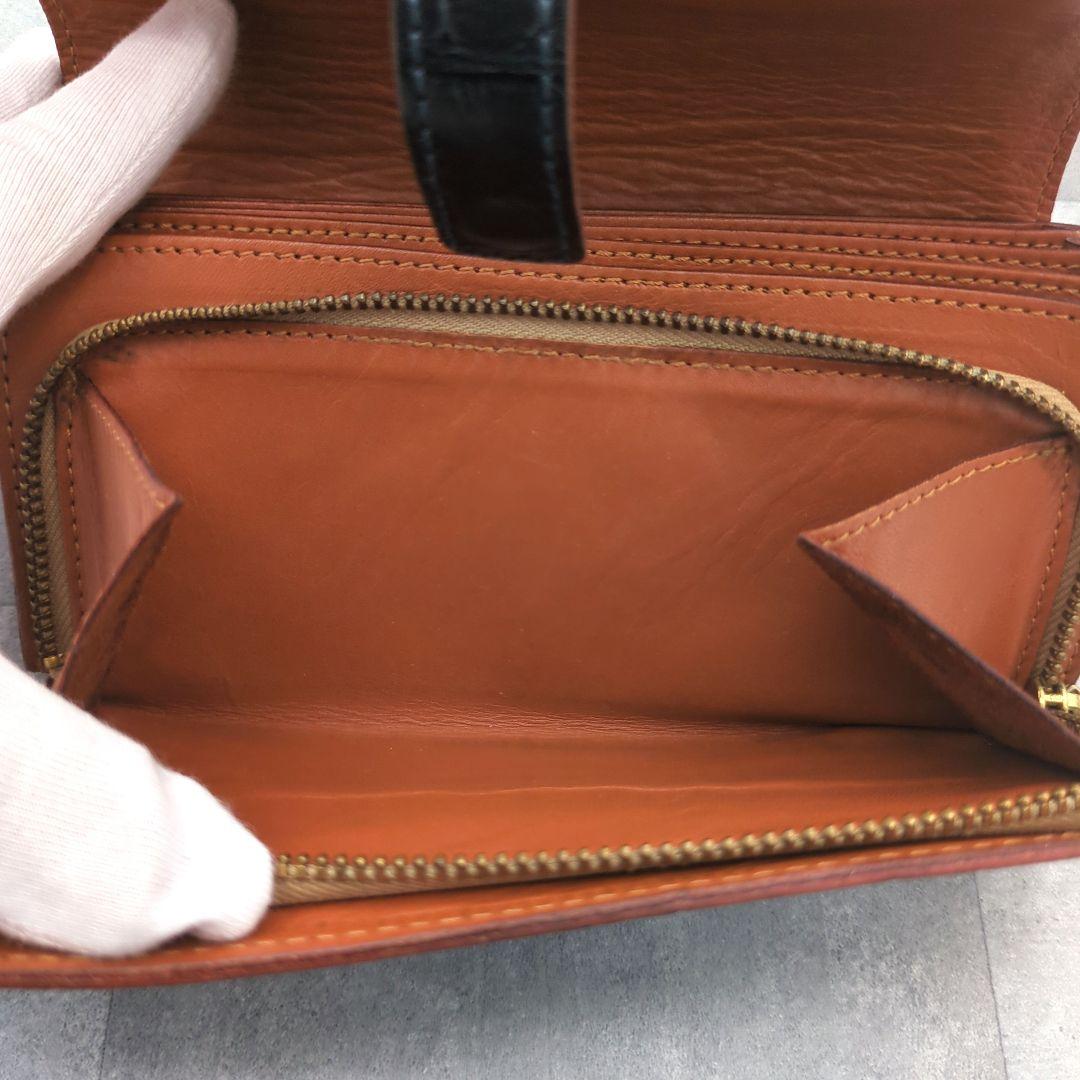 極美品✨フェリージ 長財布 コロコロ クロコ型押し レザー紺　定価86900円✨