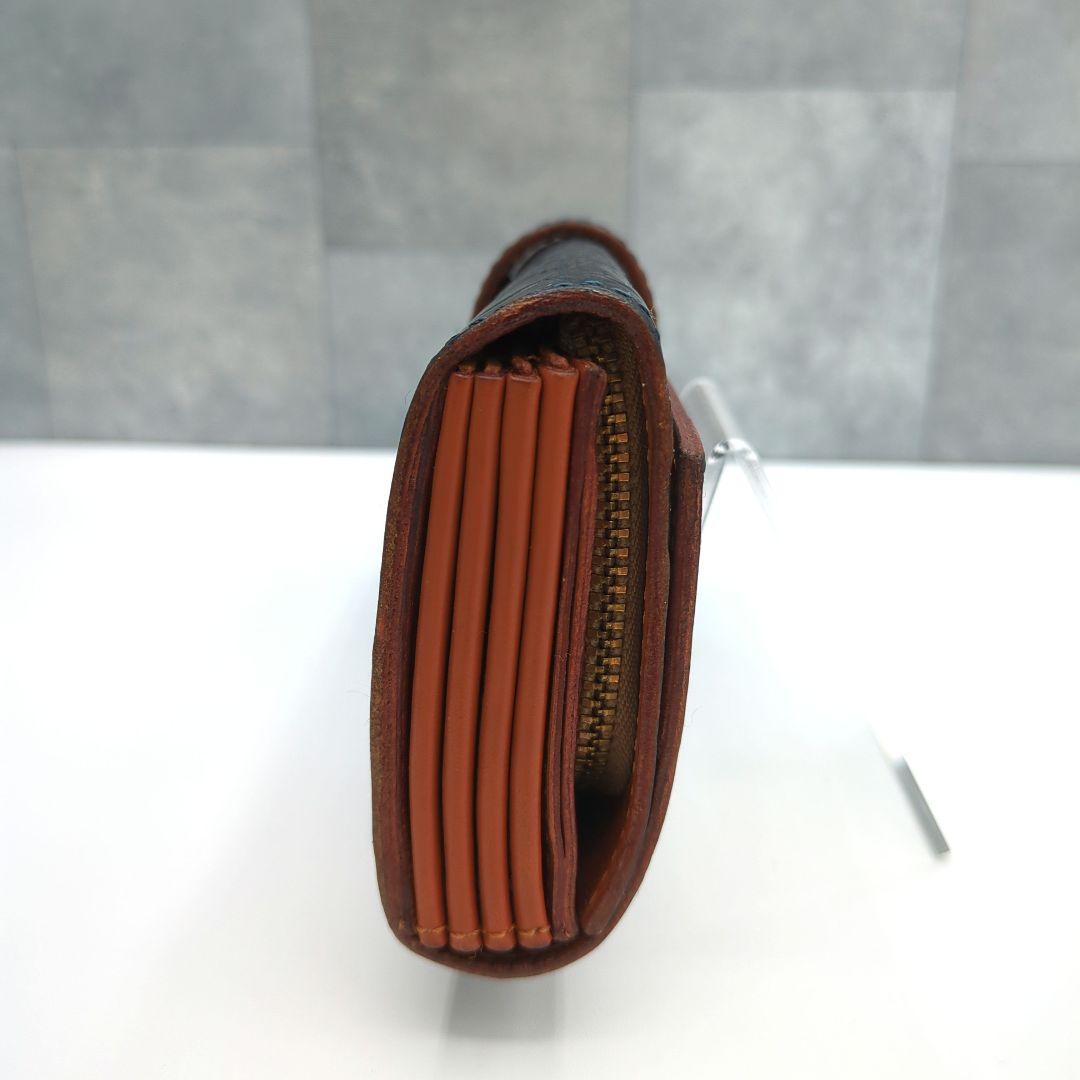 極美品✨フェリージ 長財布 コロコロ クロコ型押し レザー紺　定価86900円✨