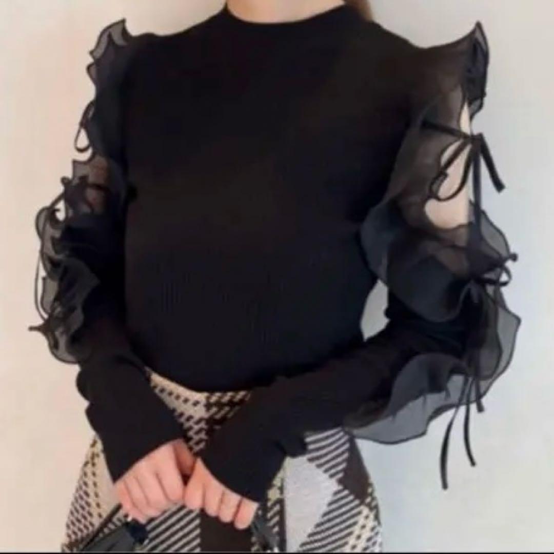 プリーツフリルドッキングニットプルオーバー