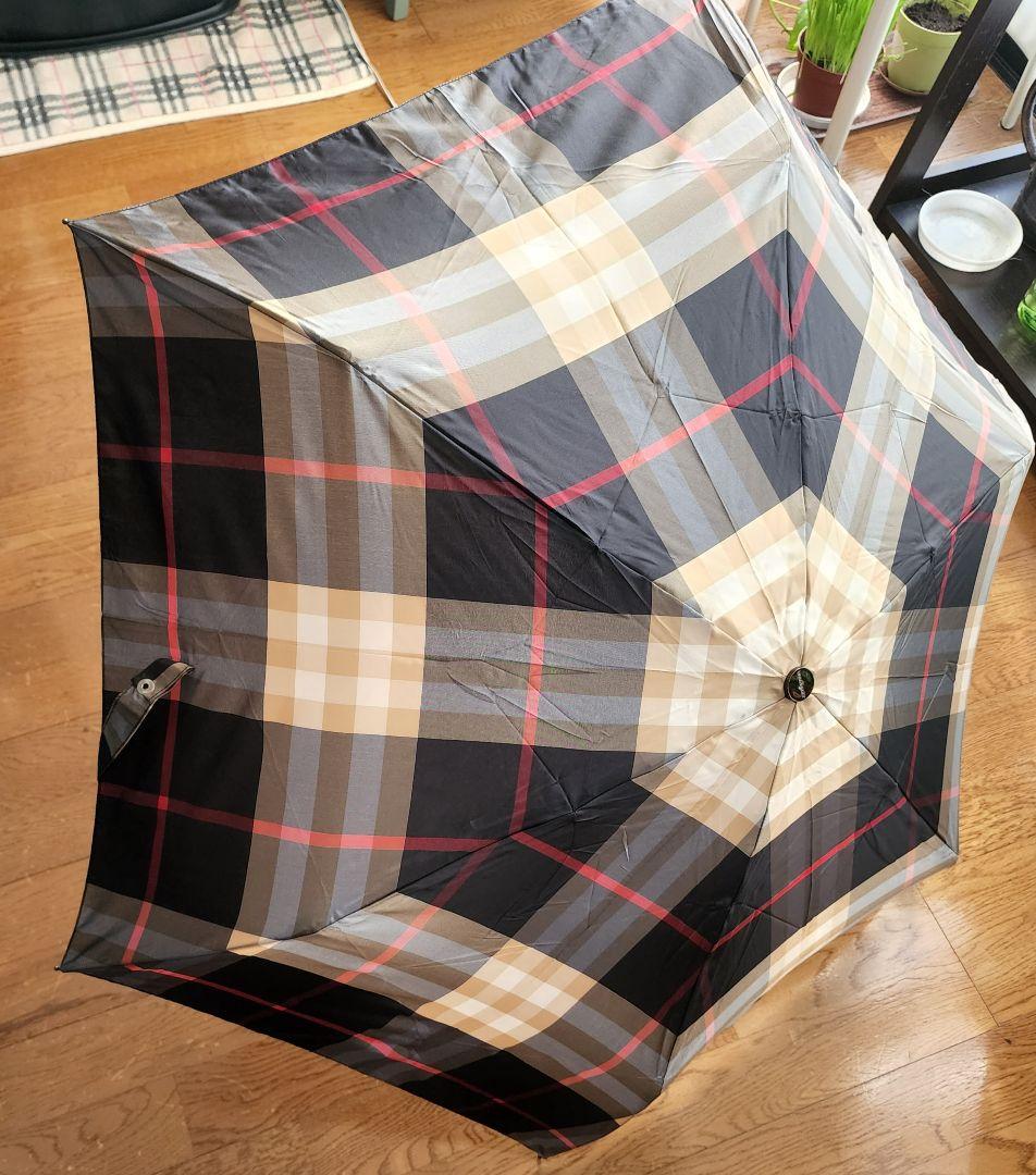 【タグ付き新品】BURBERRY 折り畳み式ジャンプ傘 レザーハンドル