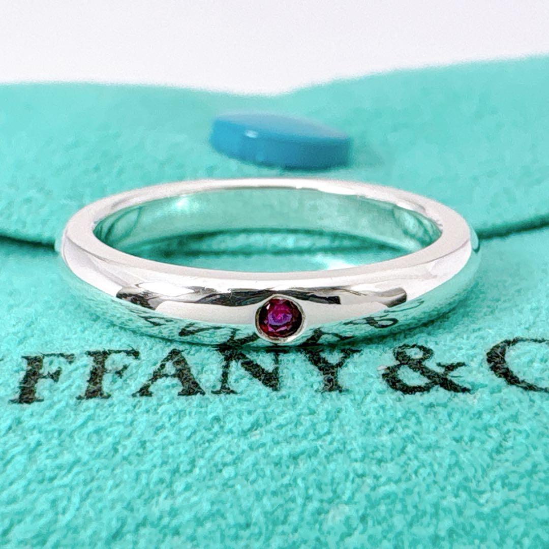 極美品 ティファニー スタッキングバンド ルビー リング 9号 シルバー925