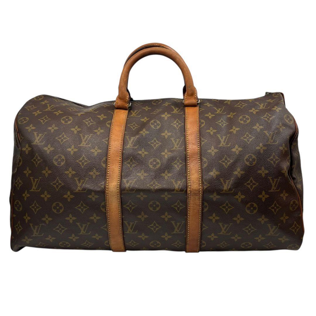 【鑑定済】ルイヴィトン　キーポル50　モノグラム　ボストンバッグ　ブラウン　茶