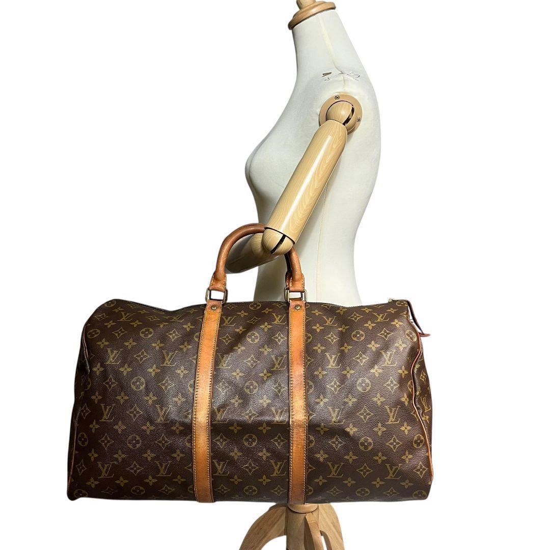 【鑑定済】ルイヴィトン　キーポル50　モノグラム　ボストンバッグ　ブラウン　茶