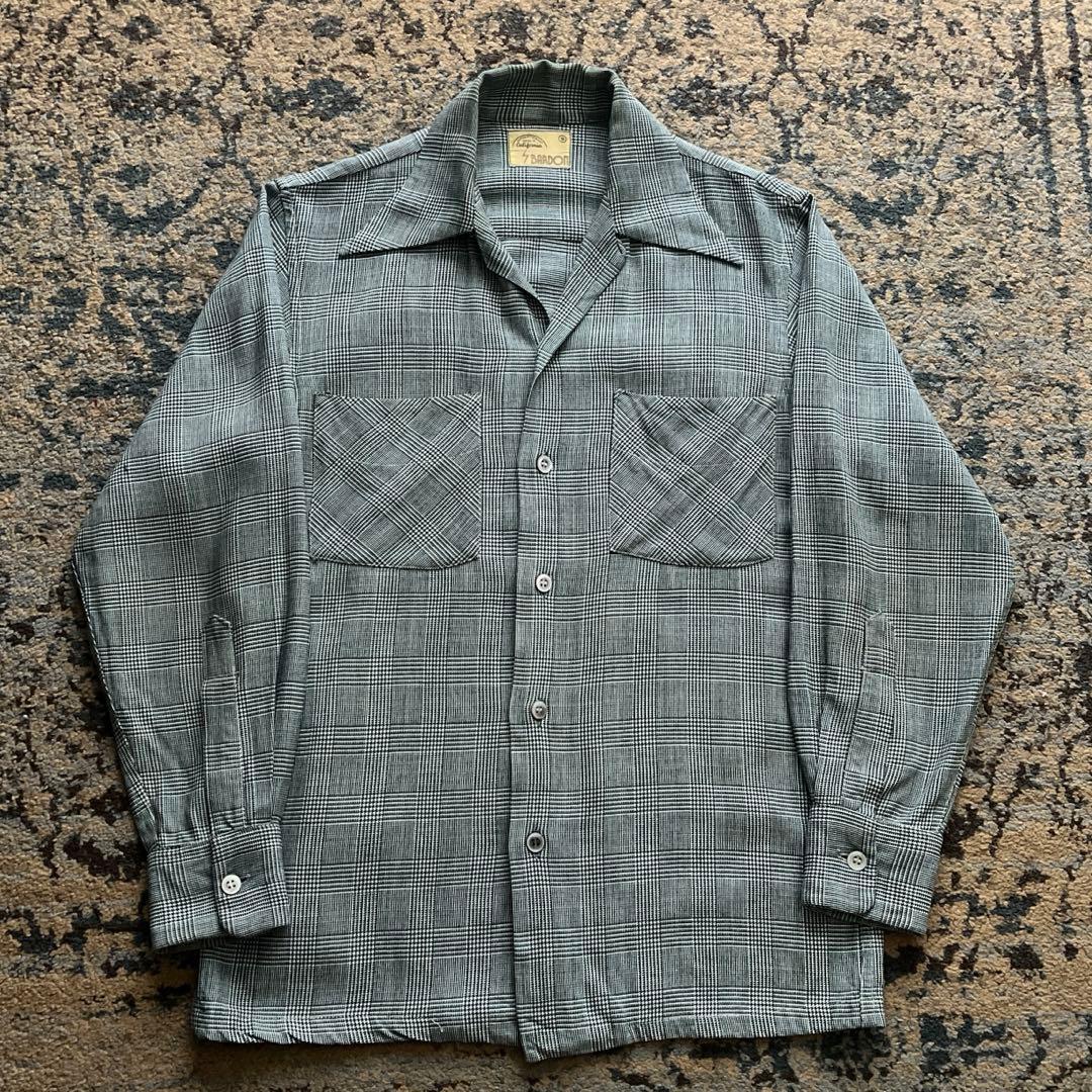 40s 50s レーヨン ギャバジン シャツ オープンカラー ヴィンテージ