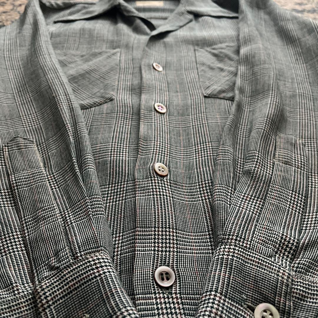 40s 50s レーヨン ギャバジン シャツ オープンカラー ヴィンテージ