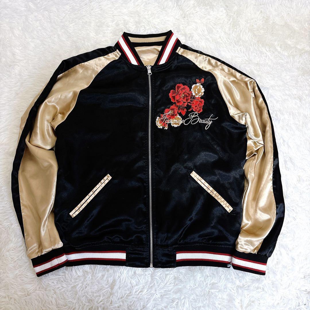 【美品】抜刀娘 リバーシブル スカジャン M 刺繍 y2k 00s 平成 和柄