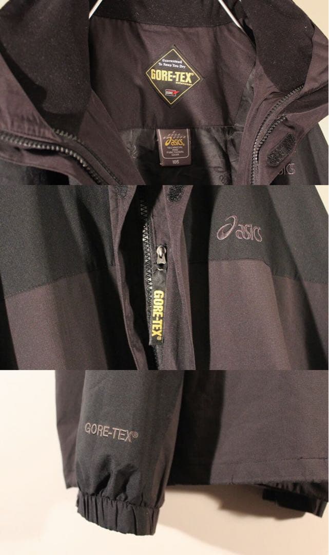 ゴアテックスジャケット アシックス GORETEX 黒 防水 メンズ古着 XXL