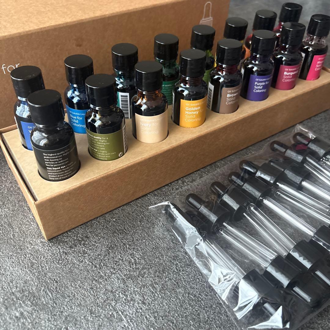 新品キャンドルワークス液体染料 20ml 16色セット+ ピペット付き