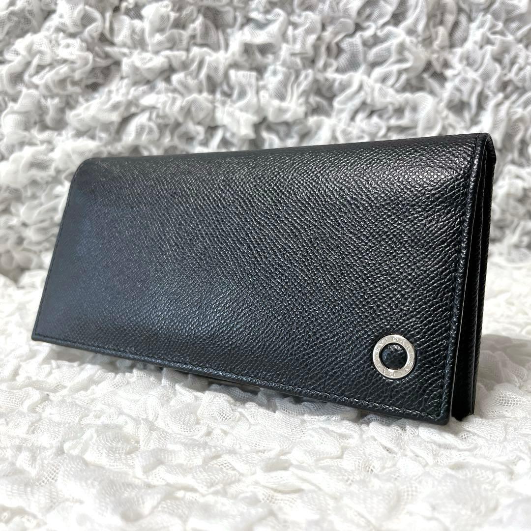 極美品✨BVLGARI ブルガリ ブルガリマン 二つ折り　財布 黒　サークルロゴ