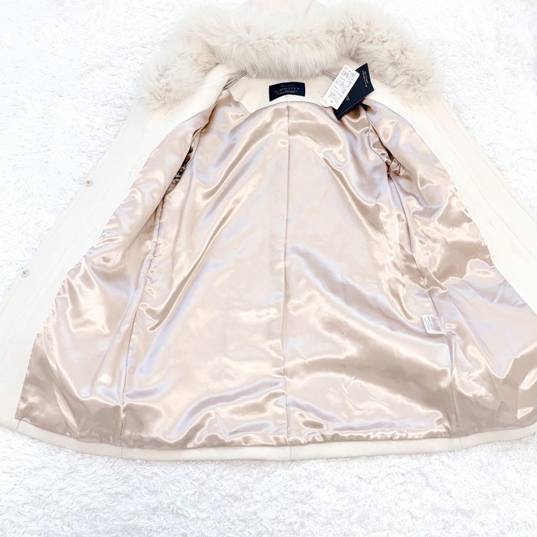 大人可愛い JUSGLITTY フォックスファー コート 金具 レザー フード付