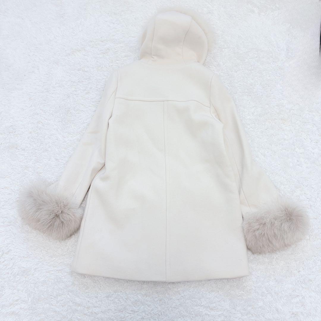大人可愛い JUSGLITTY フォックスファー コート 金具 レザー フード付