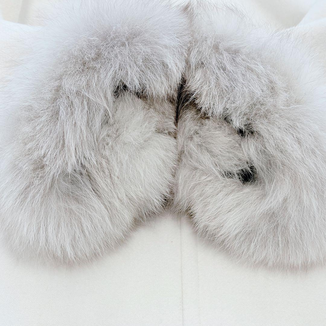 大人可愛い JUSGLITTY フォックスファー コート 金具 レザー フード付