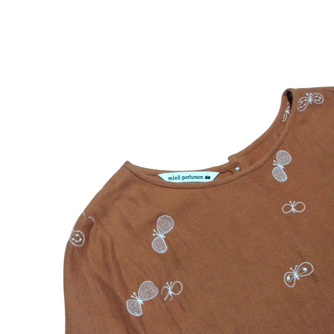 ミナペルホネン choucho バックボタン ダブルガーゼ ブラウス シャツ