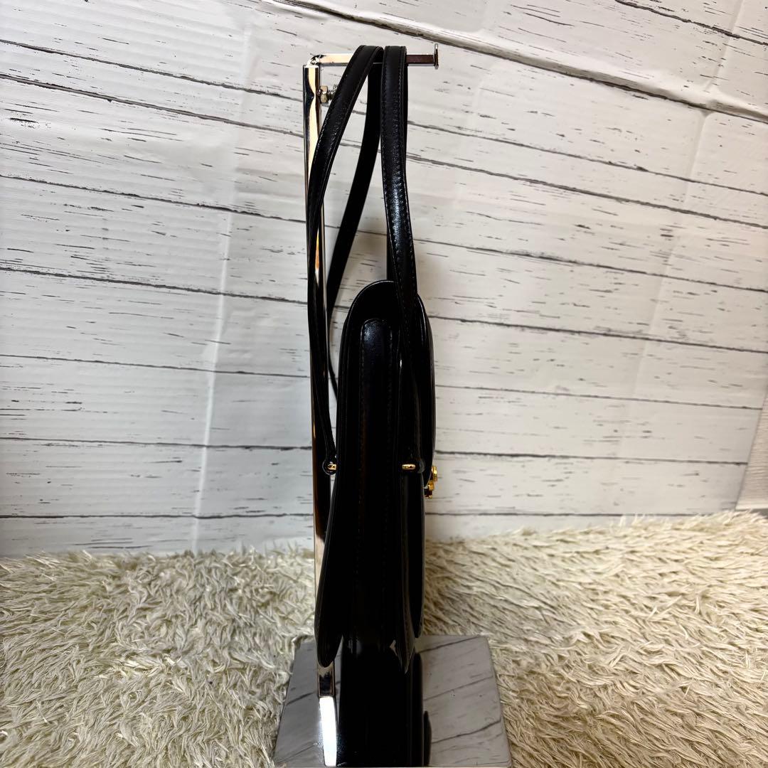 希少 美品✨オールドグッチ　ハンドバッグ　インターロッキング　レザー　ブラック