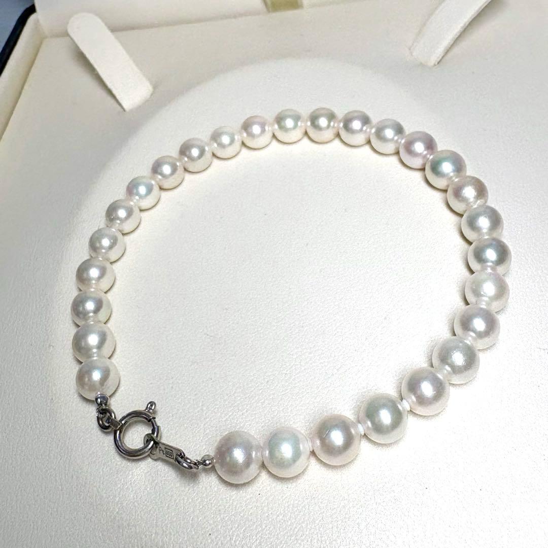 上質✨アコヤパール　あこや真珠 pt ブレスレット 6.8-7㎜ ユニセックス