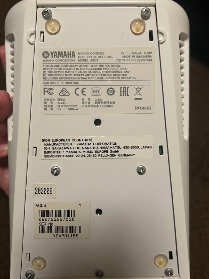 YAMAHA AG03 ミキサー(ケーブル付き)