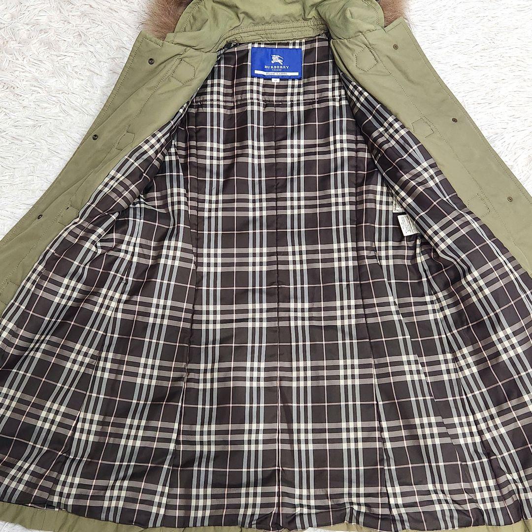 バーバリーブルーレーベル❣️モッズコート　40　カーキ　バーバリーチェック
