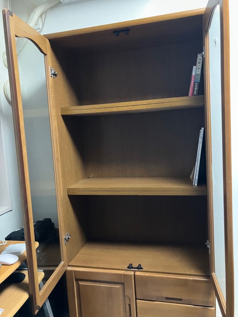 木製ガラス扉本棚 幅800mm (Ranasheel2000)