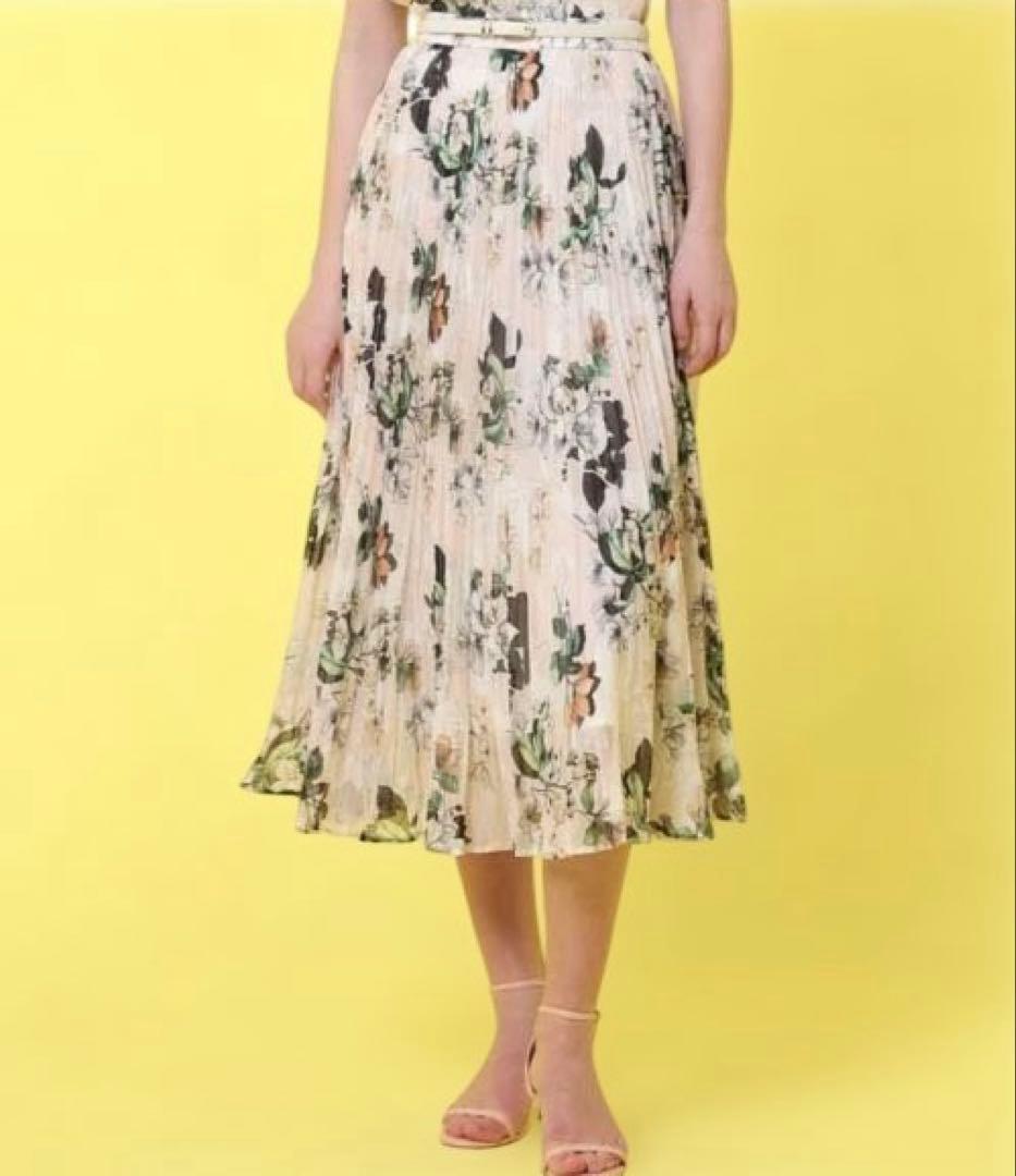 【試着のみ】ANAYIアナイbouquet プリント プリーツスカート 38