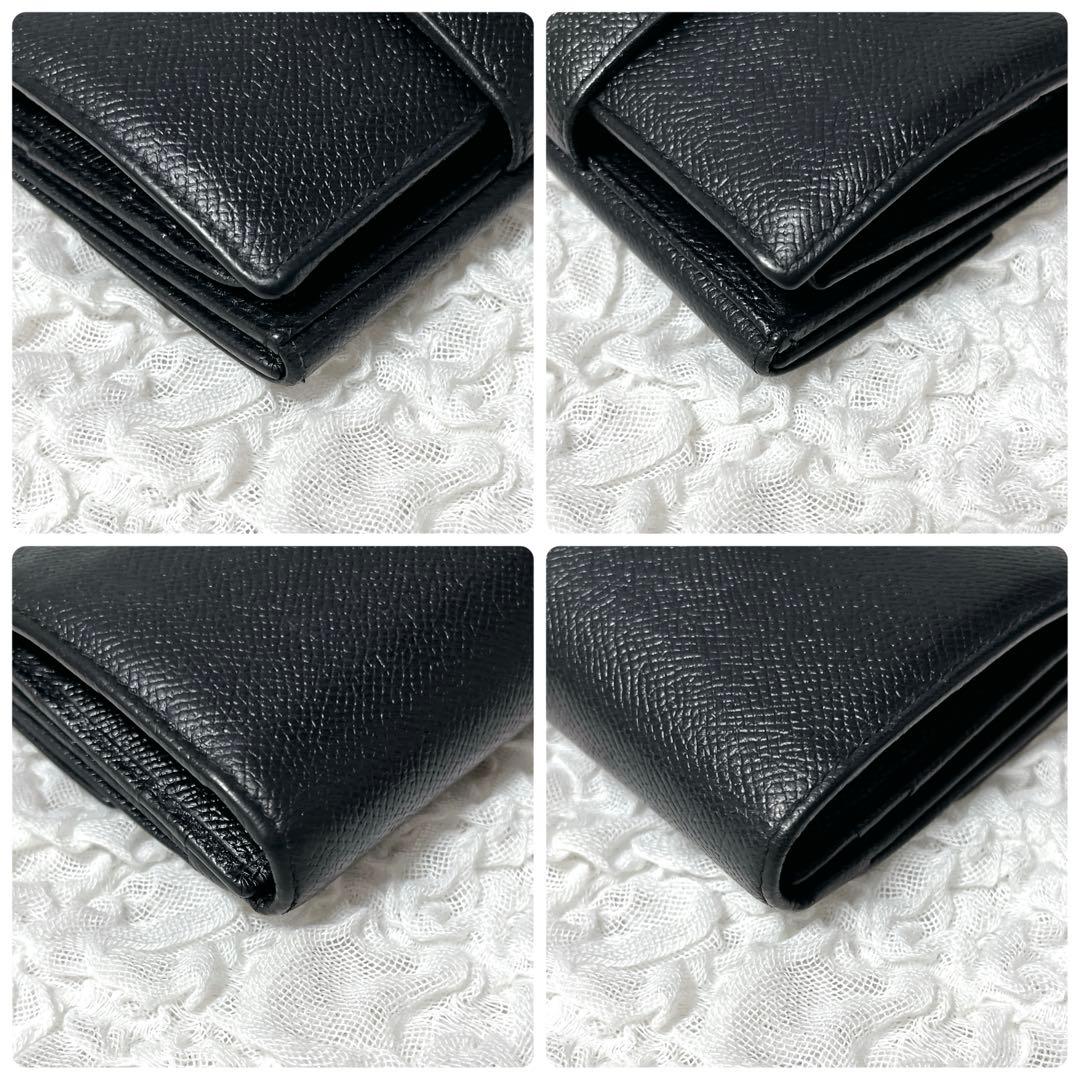 箱付✨BVLGARI ブラック レザー 長財布　ブルガリ　フラップ　本革　黒