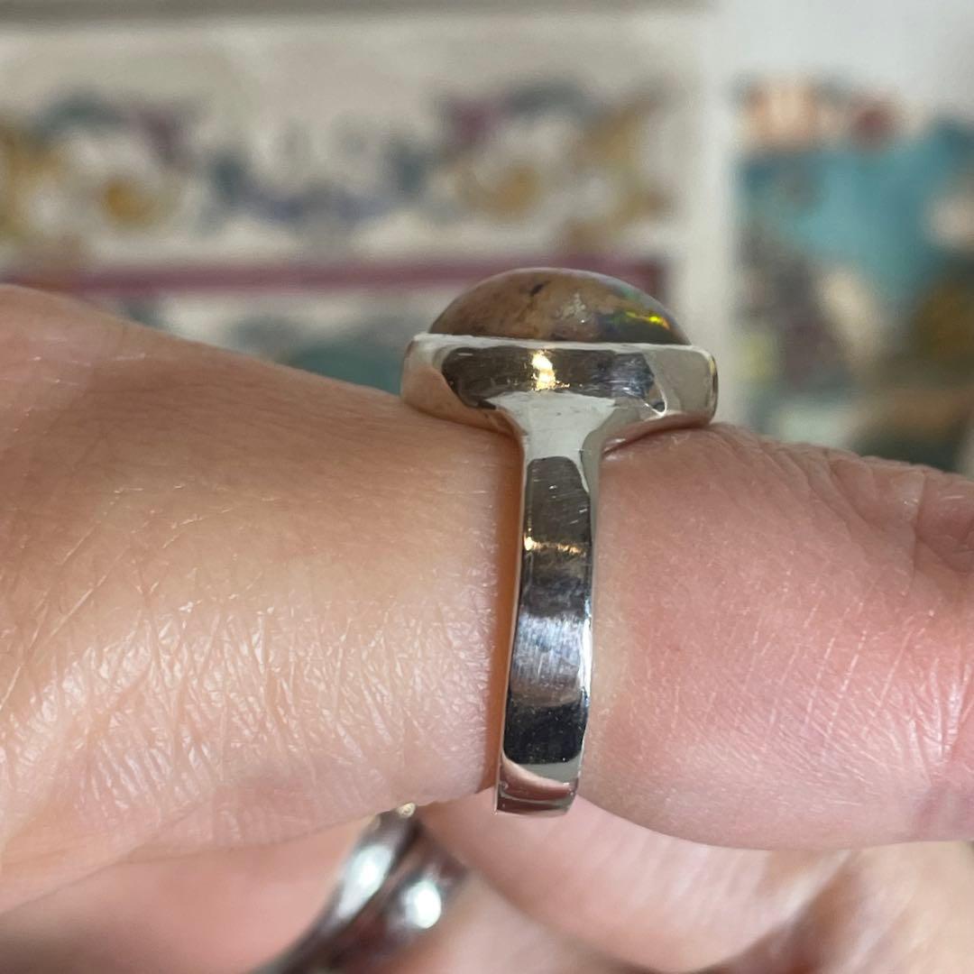 ハンドメイド　シルバー925 カンテラオパール　シルバーリング
