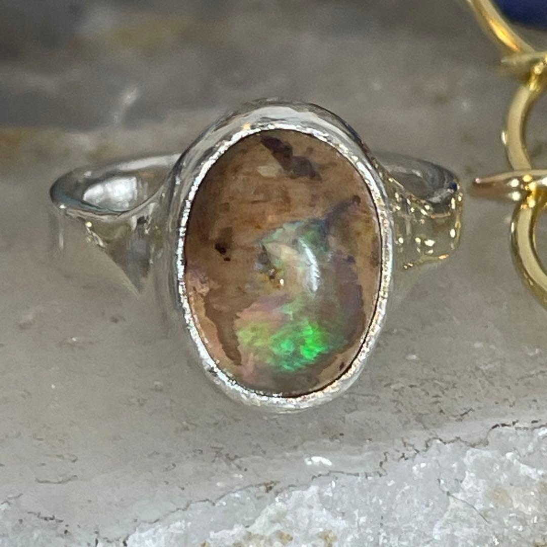 ハンドメイド　シルバー925 カンテラオパール　シルバーリング