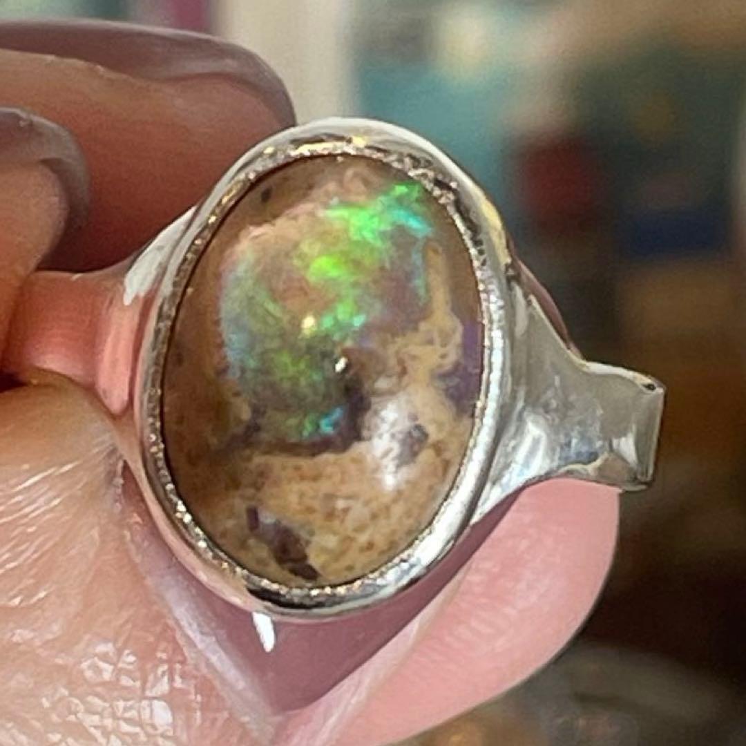 ハンドメイド　シルバー925 カンテラオパール　シルバーリング