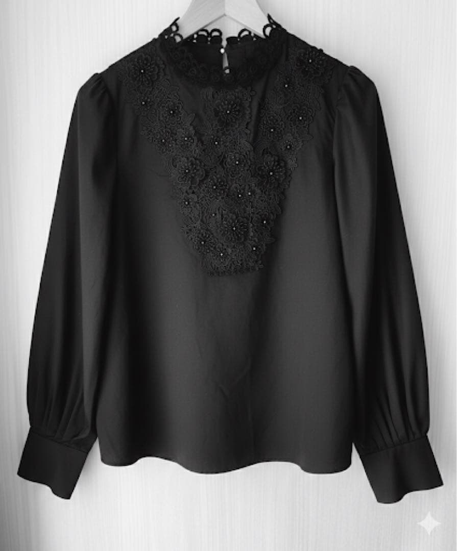 【LOULOU WILLOUGHBY】レーストリムブラウス 美品