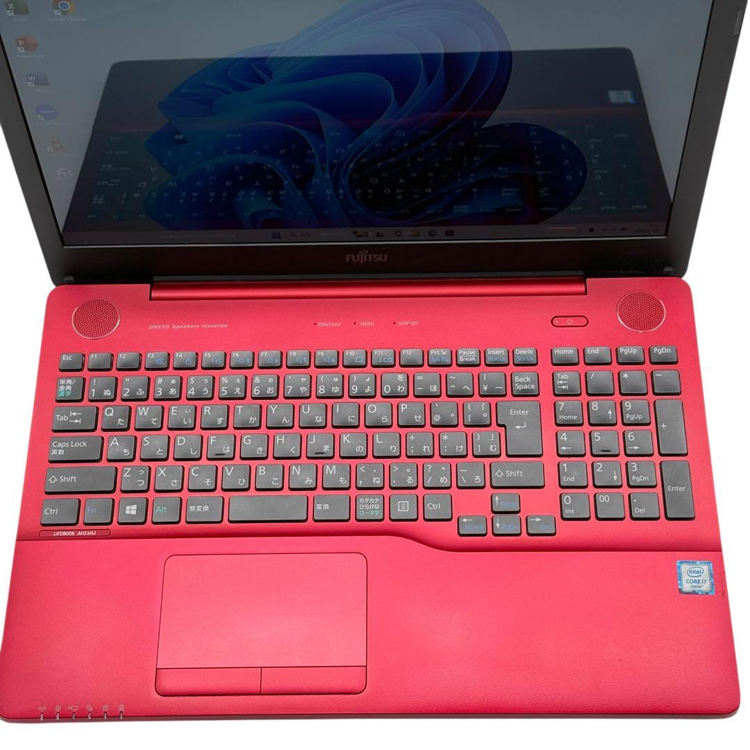 富士通ノートパソコン i7 準美品 16GB 新品SSD512 Blu-ray
