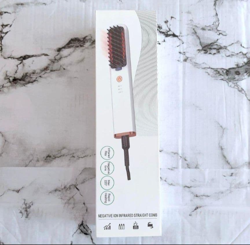マイナスイオンストレートブラシ ヘアアイロン ホワイト WHITE