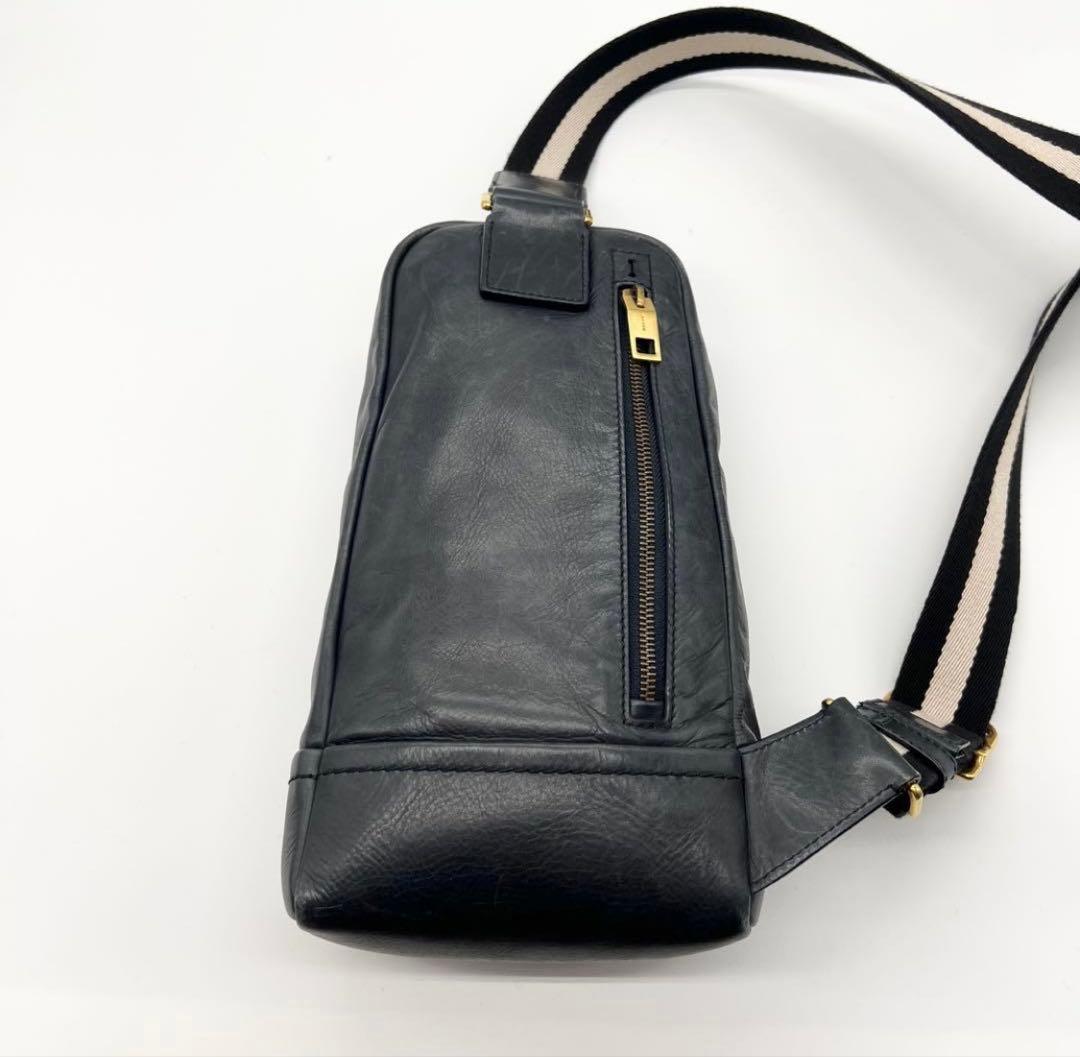 美品　バリー　ボディバッグ　レザー　ネイビー　トレインスポッティング