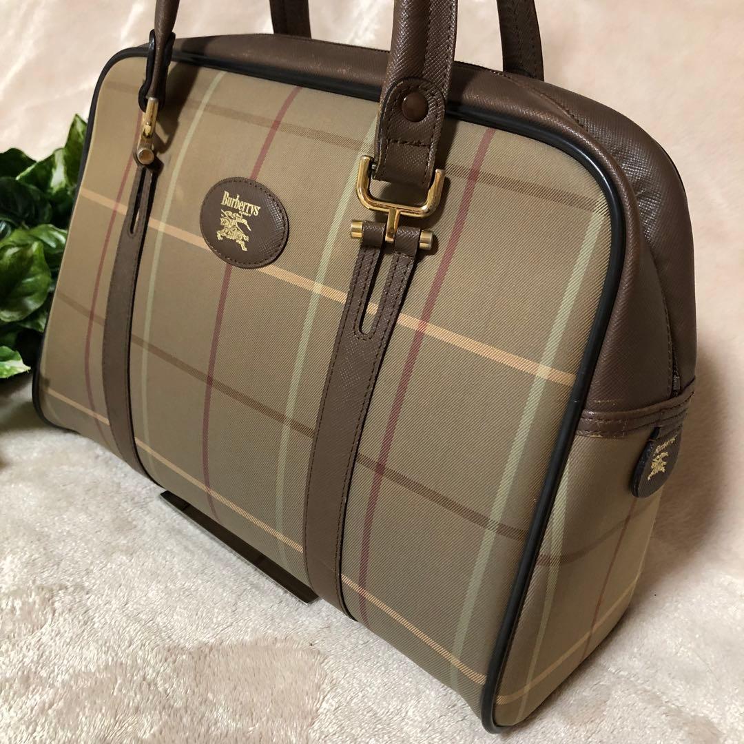 BURBERRY バーバリー　ボストンバッグ　ノバチェック　ホースロゴ　レザー