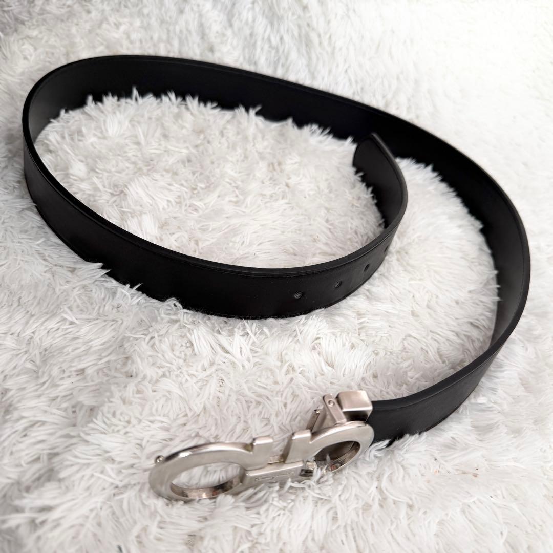 【極美品】フェラガモ ベルト ダブルガンチーニ シルバー ブラック