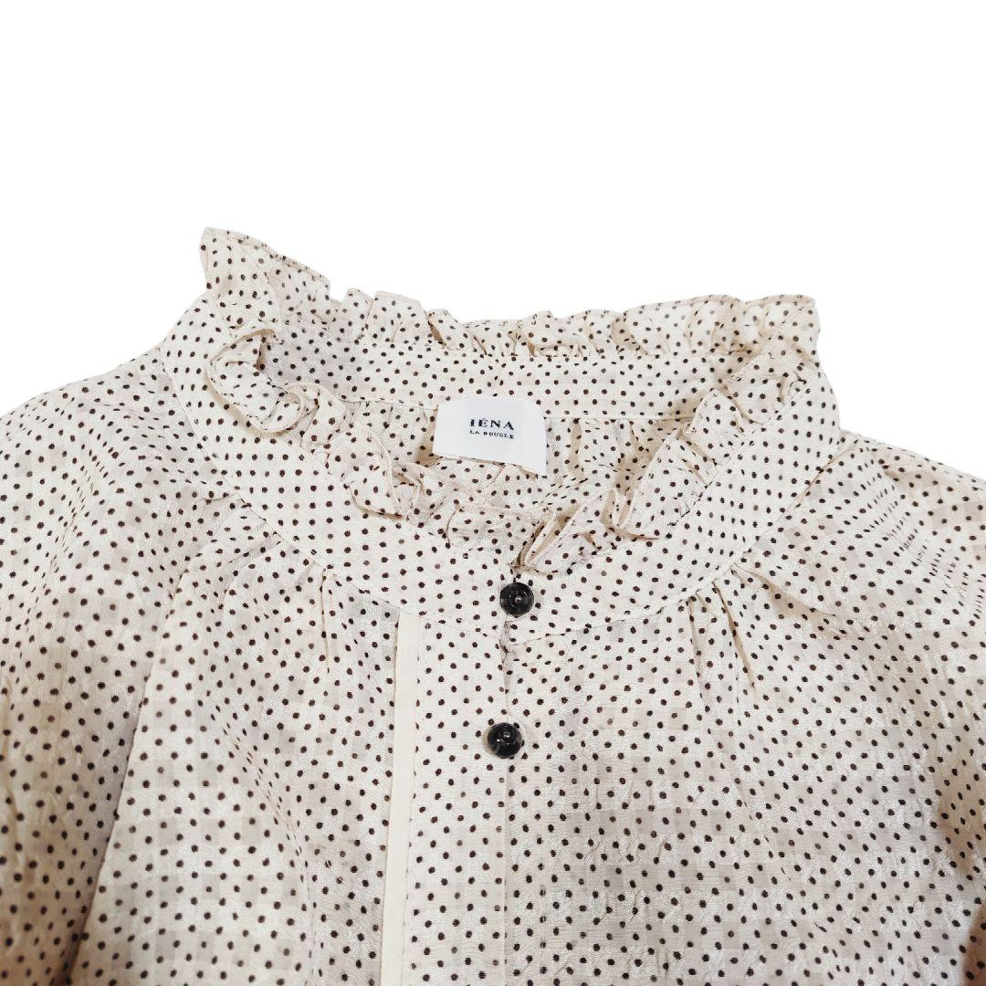 イエナラブクール ドット柄 フリル サッカー ブラウス 近年モデル 日本製