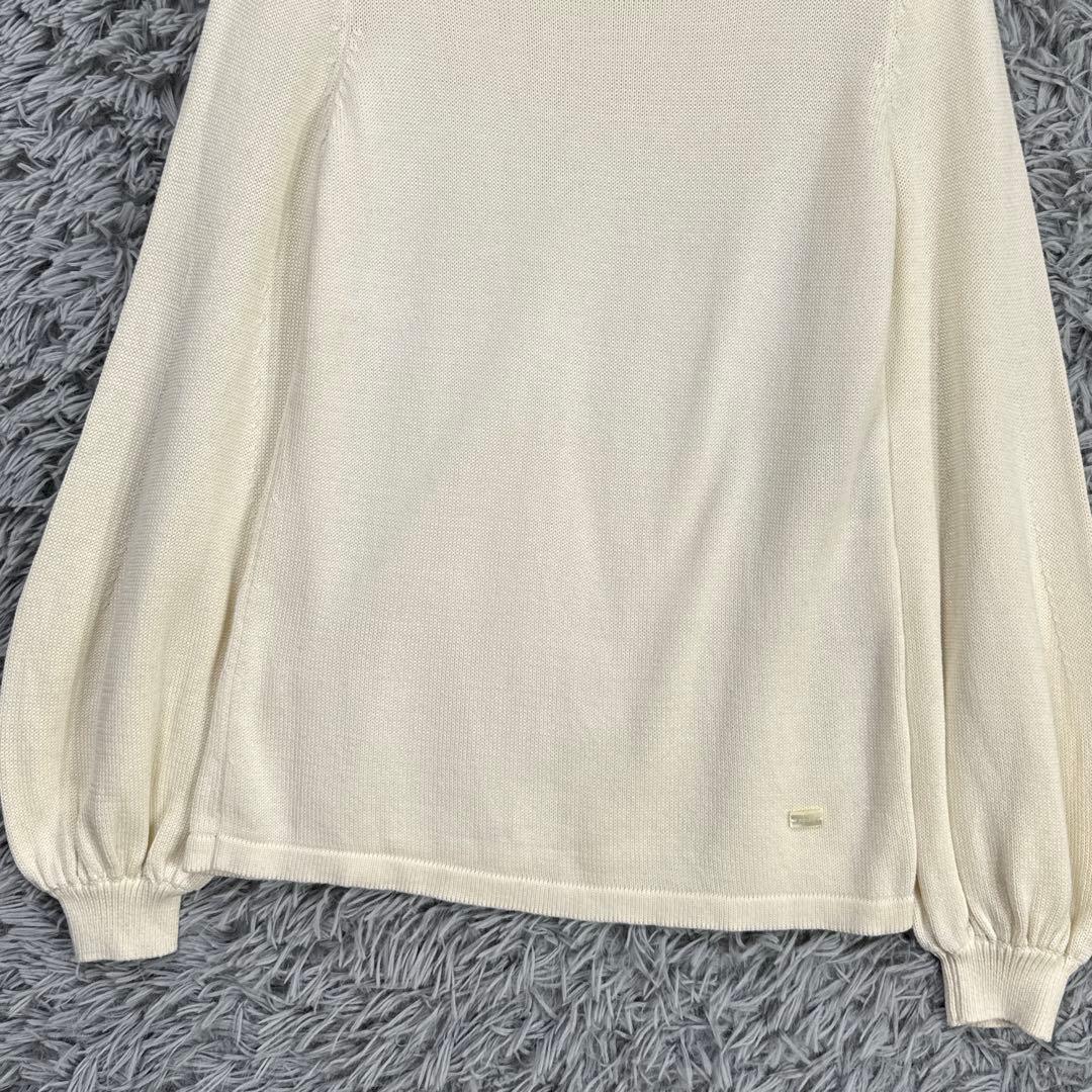 美品✨フォクシー ニットトップスソフトクリーム カシミヤシルク混 パフスリーブ