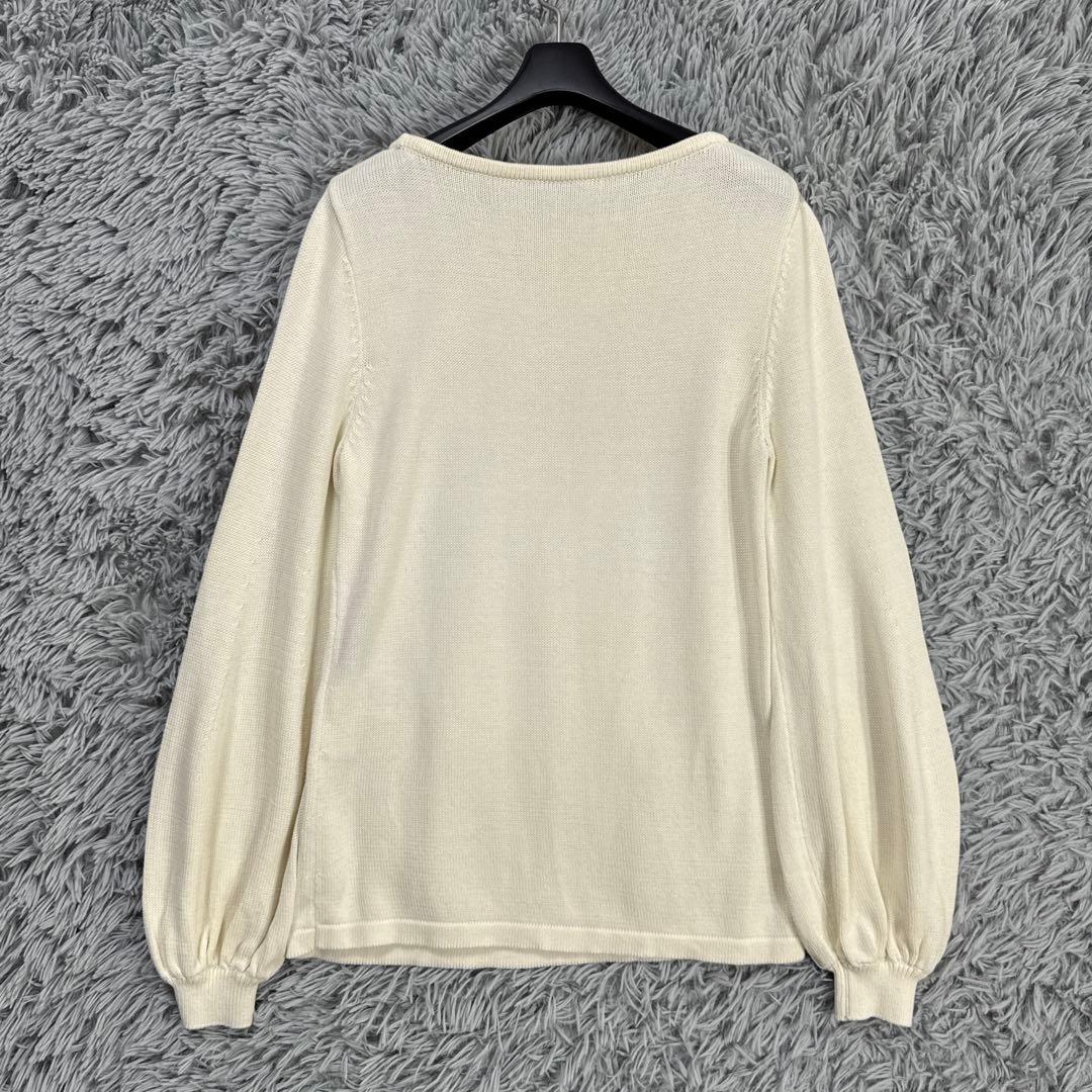 美品✨フォクシー ニットトップスソフトクリーム カシミヤシルク混 パフスリーブ
