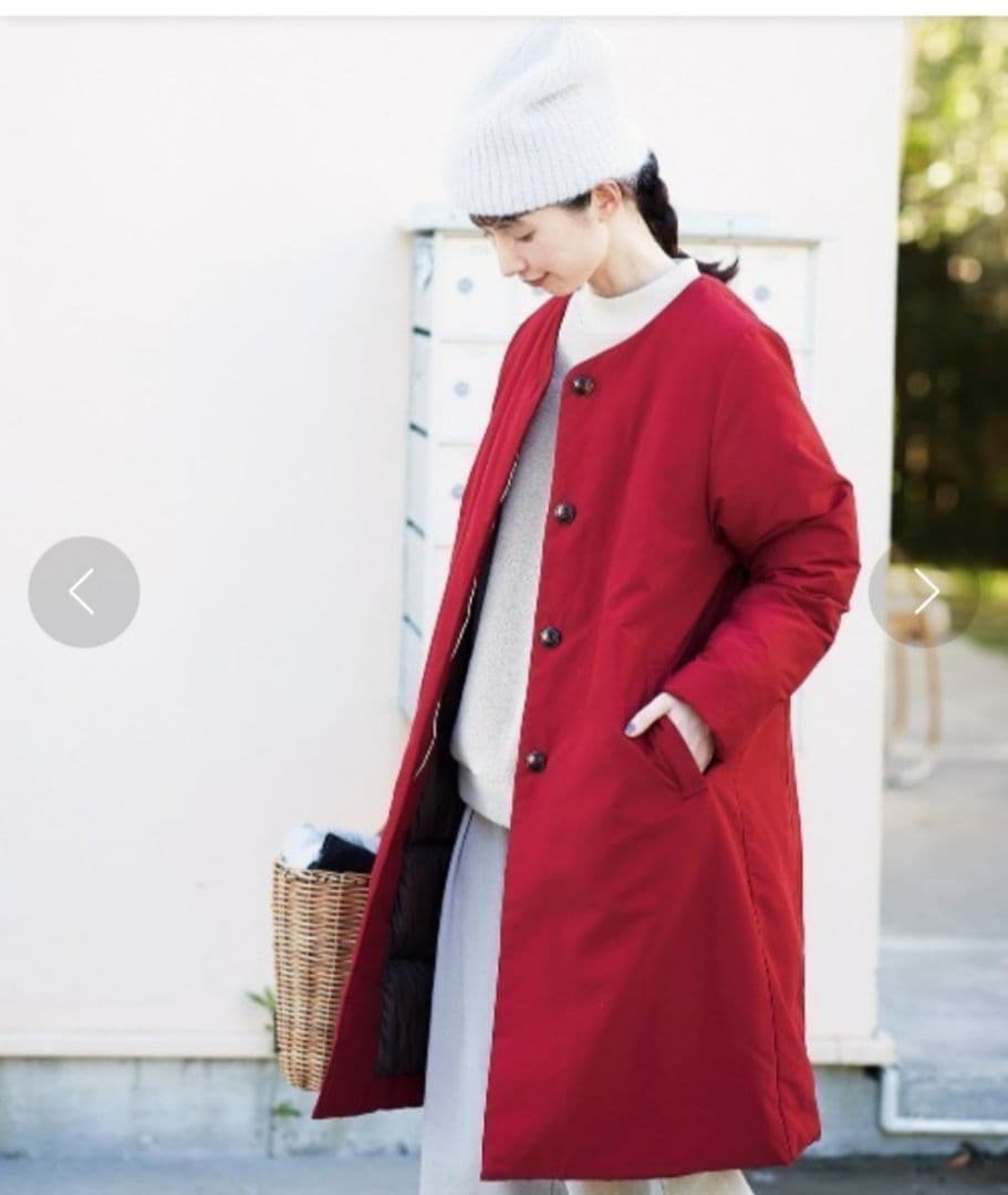 サニークラウズ　極薄ダウンコート　赤　Lサイズ