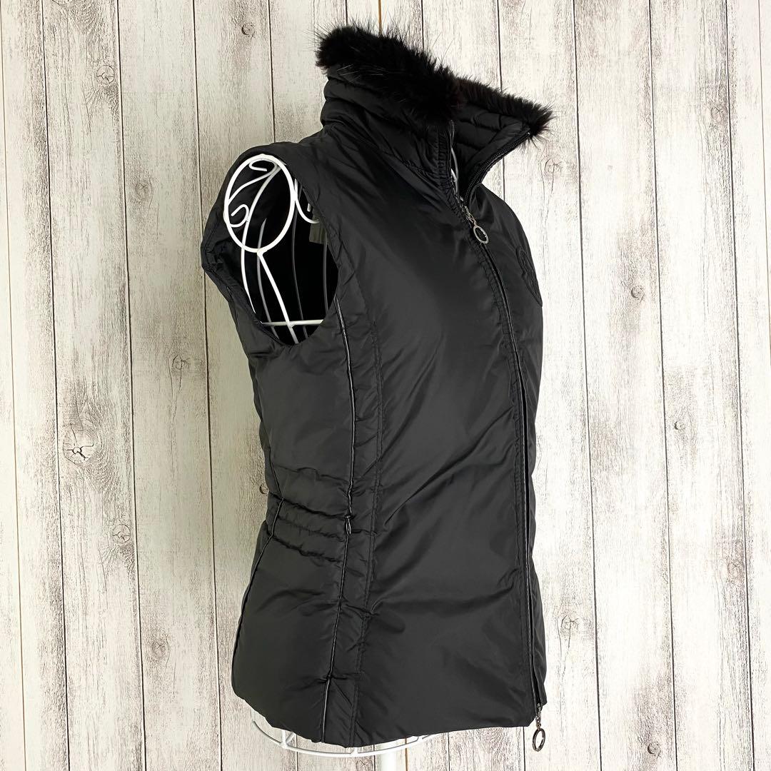 【極美品】モンクレール ダウンベスト ロゴ ナイロン ブラック ノワール S