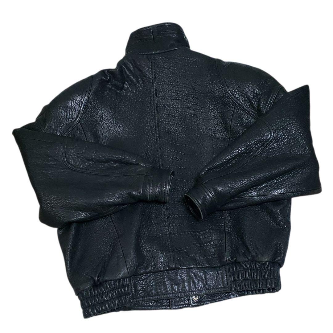 羊シボ革　短丈　A-2 G-1モチーフ　シングルライダース黒　襟ボア取外可　LL