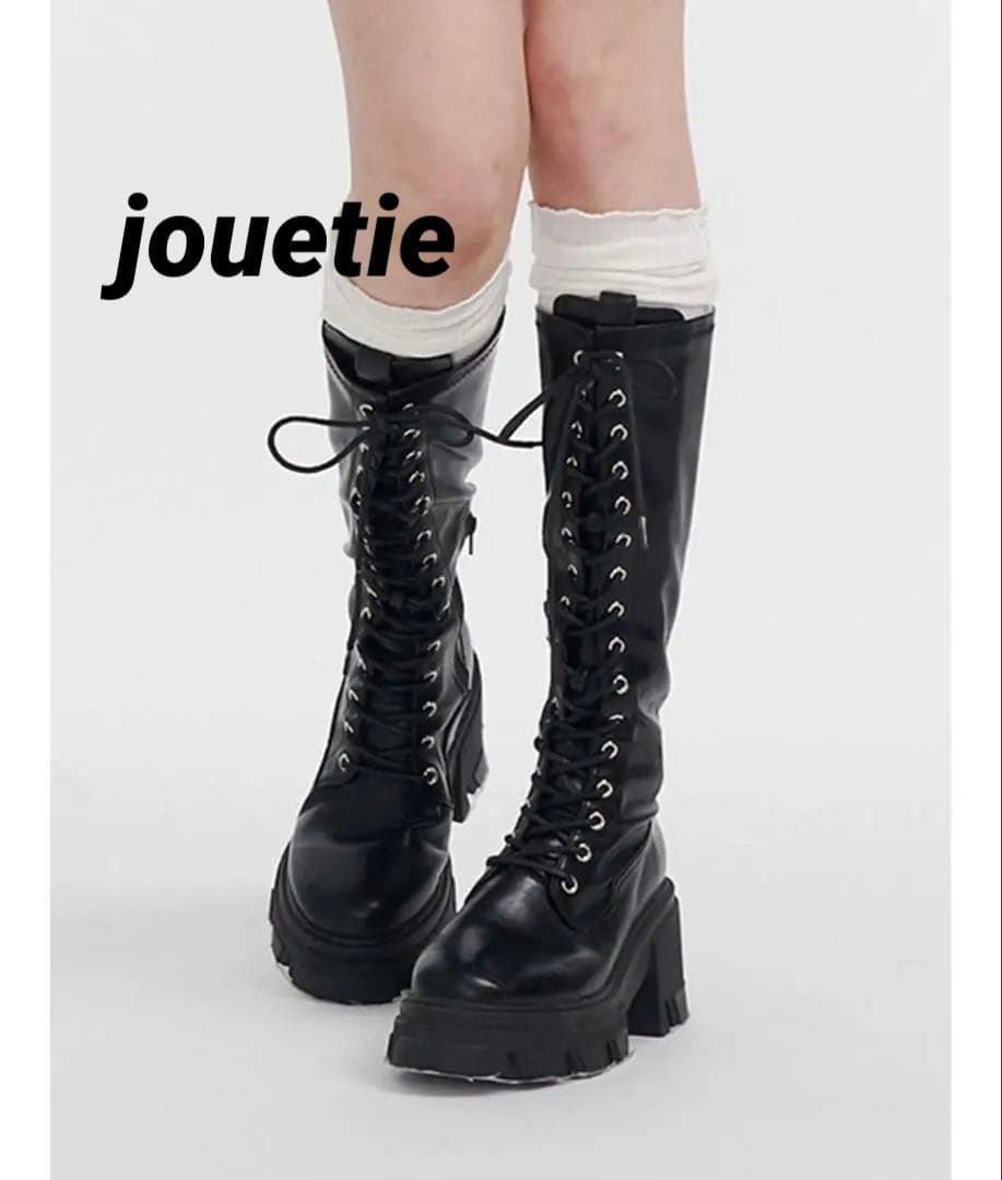 jouetie ジュエティ ストレッチレースアップロングブーツ 厚底ブーツ