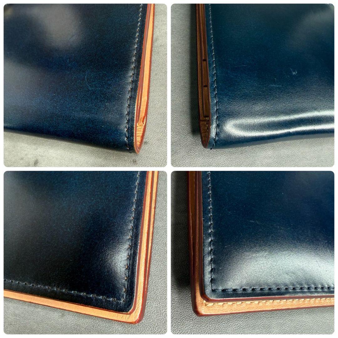 ®️GANZO ガンゾ コードバン V字マチ 長財布 小銭入れ付き ネイビー