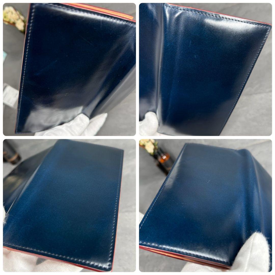 ®️GANZO ガンゾ コードバン V字マチ 長財布 小銭入れ付き ネイビー