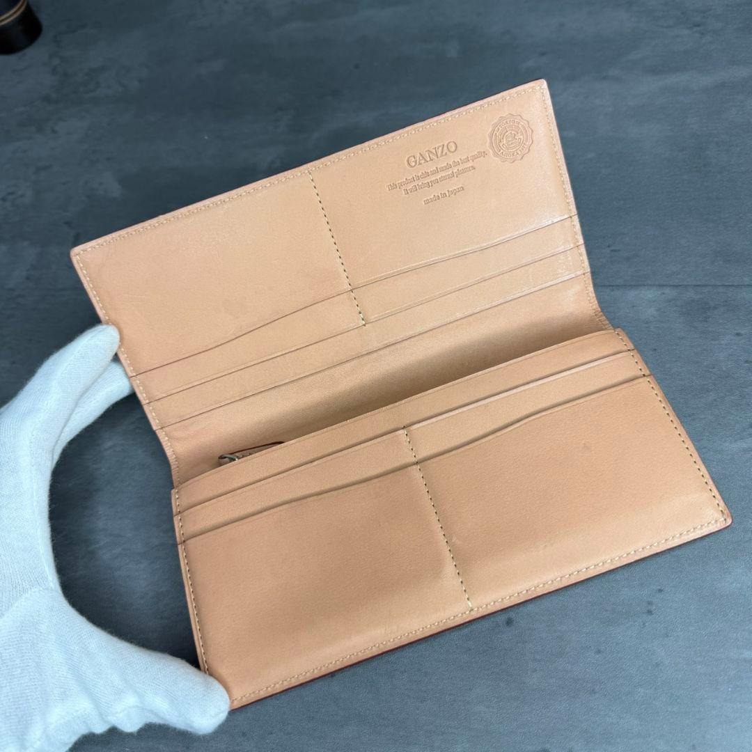 ®️GANZO ガンゾ コードバン V字マチ 長財布 小銭入れ付き ネイビー