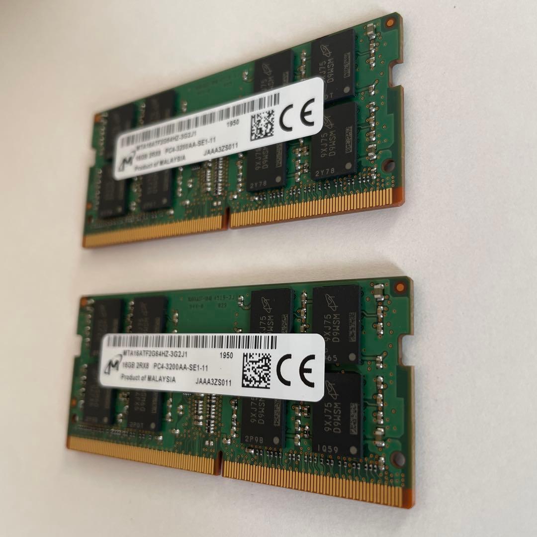 Micron 16GB 3200MHz SODIMM DDR4 メモリモジュール