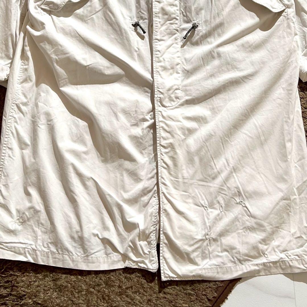 【現行】45R ウェザーの908ダンボカラーコート 4way 刺繍 ロング丈 白