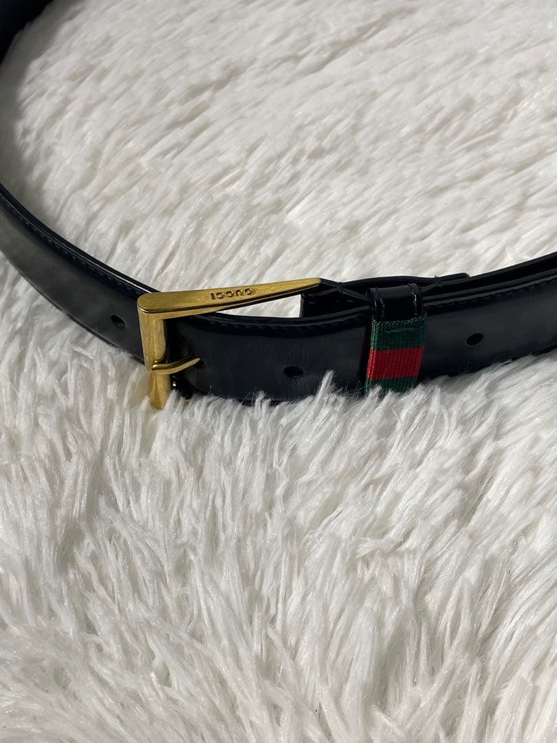 GUCCI グッチ レザーベルト 本革　ブラック ゴールドバックル