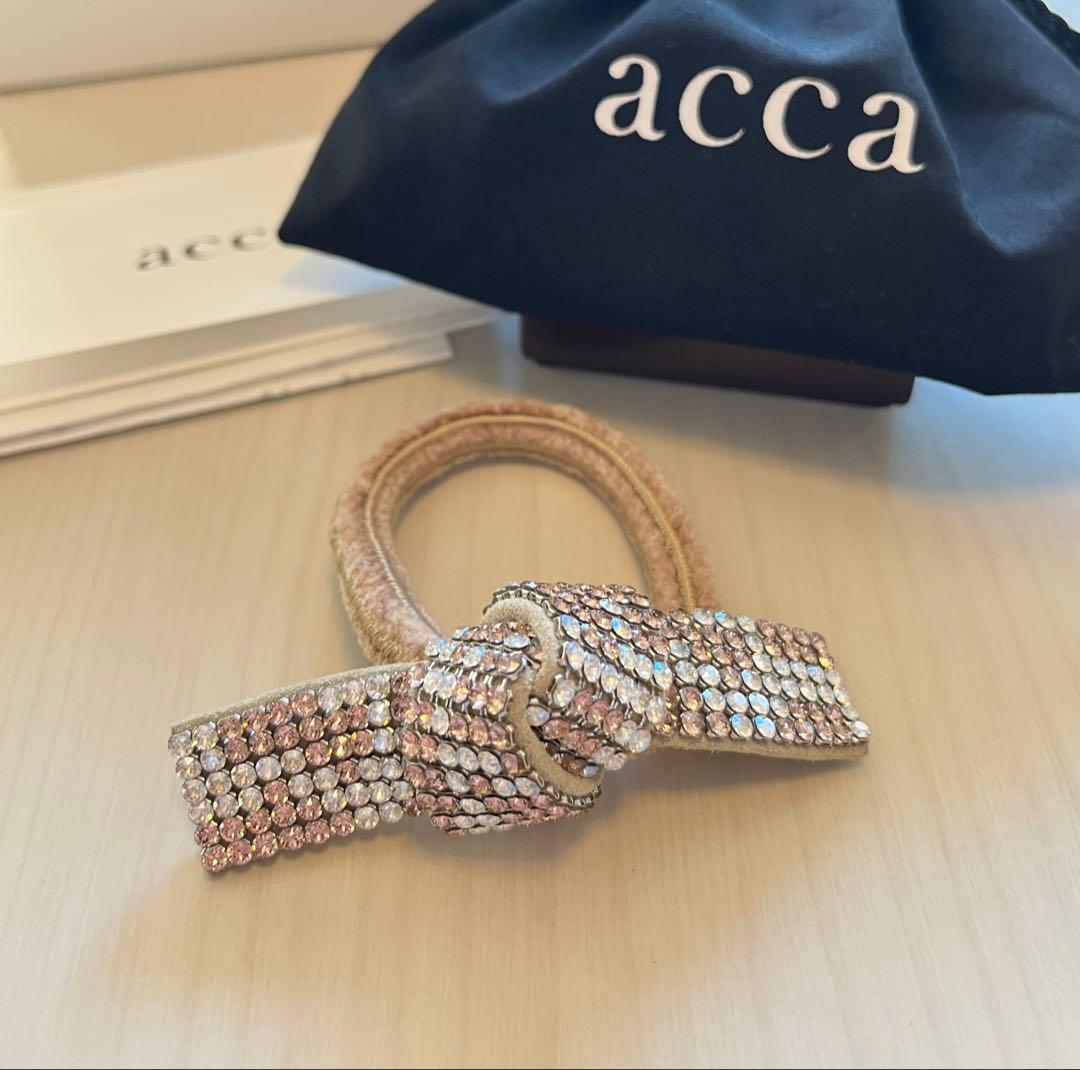 ルア　 acca スワロフスキー　リボンヘアゴム　ドレスポニー