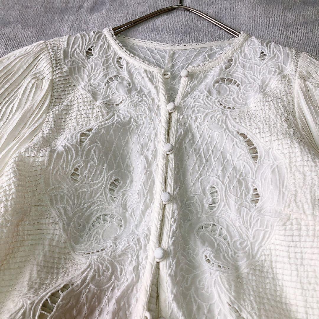 イエナラブークル ピンタック刺繍ブラウス 24SS ホワイト